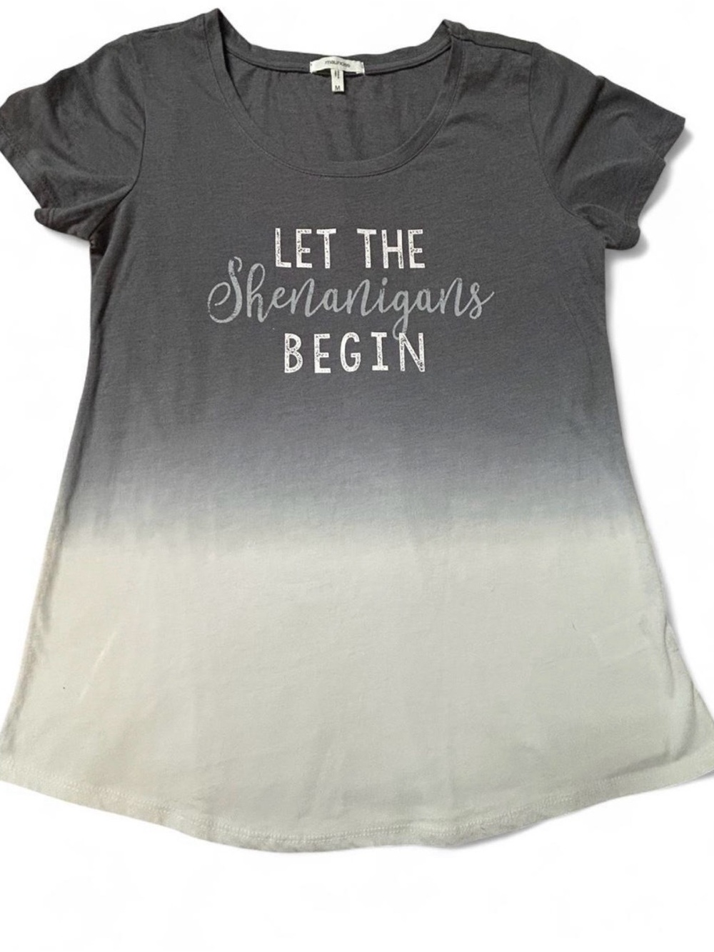 Maurices Gray-to-Cream Ombre "Let The Shenanigans Begin" Tee